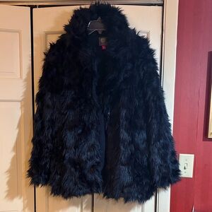 Vince Camuto Navy Blue Faux Fur Coat, S